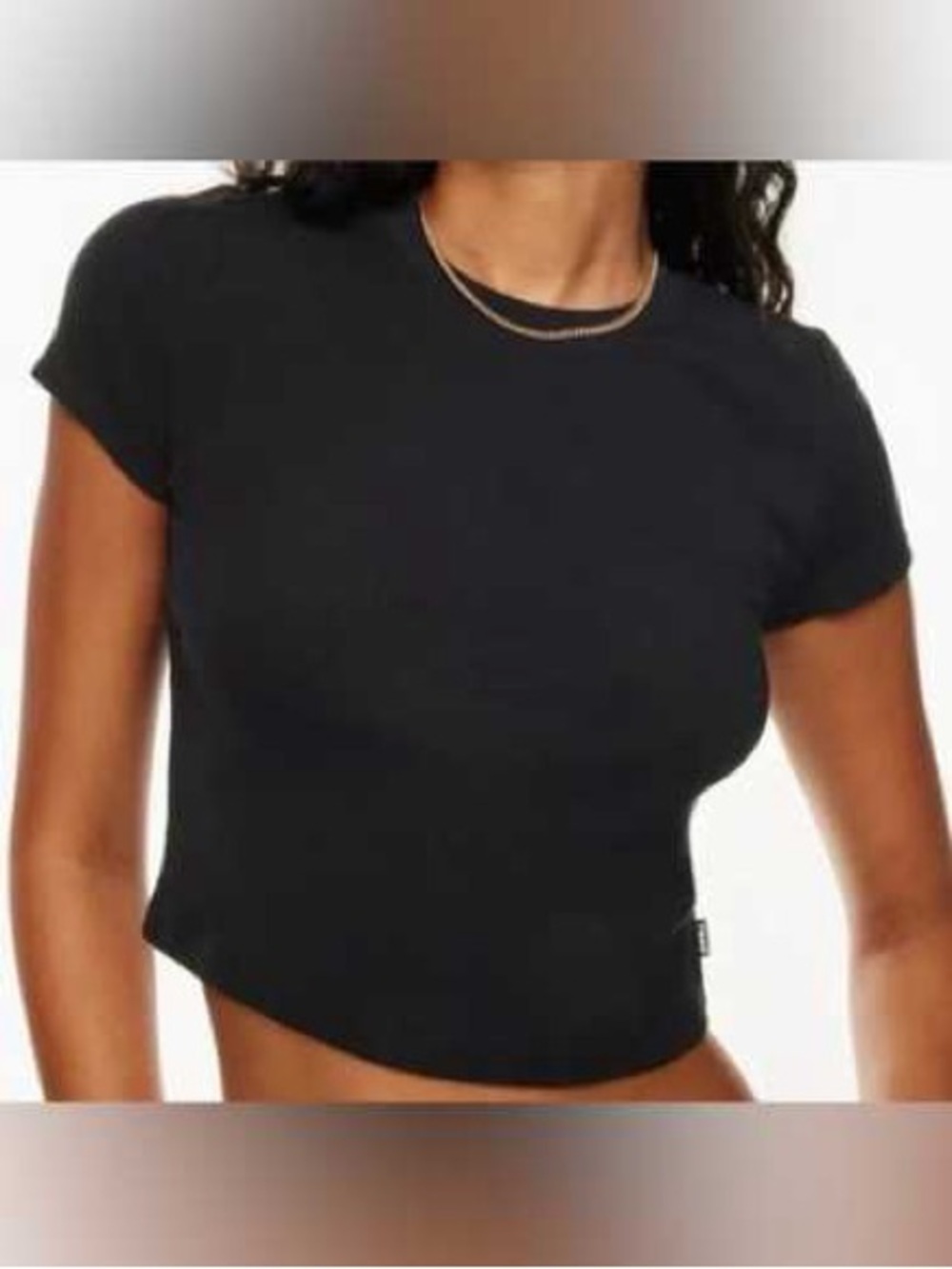 Aritzia TNA Short-Sleeve Baby Tee Black Cotton T Shirt